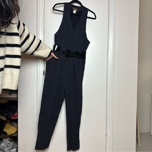 Vintage Virgo II Polka Dot Jumpsuit with Belt & Pockets